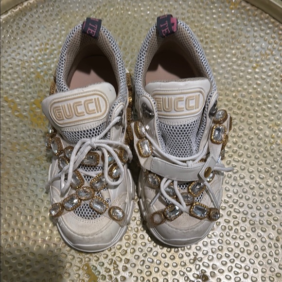 Gucci White Sneakers with Gold Embellishments - Picture 1 of 1